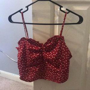 Red heart crop top